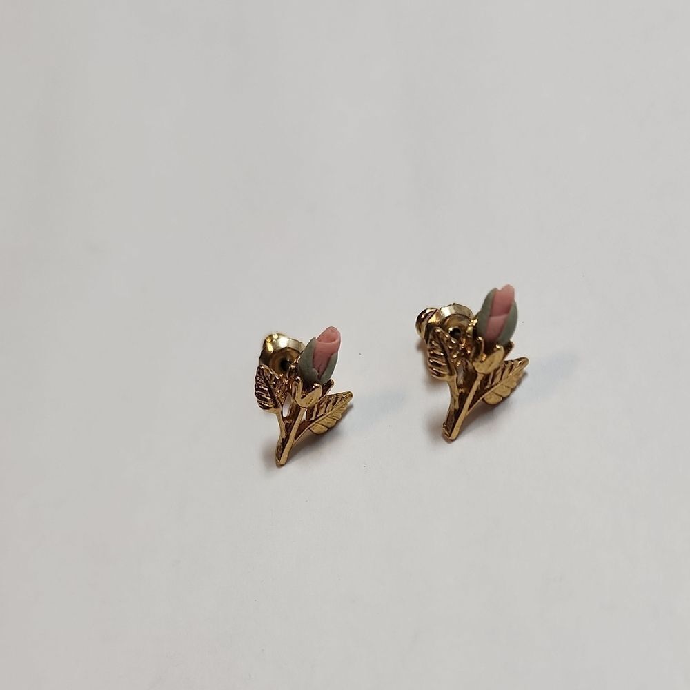 1928 Brand Gold and Pink Floral Earrings